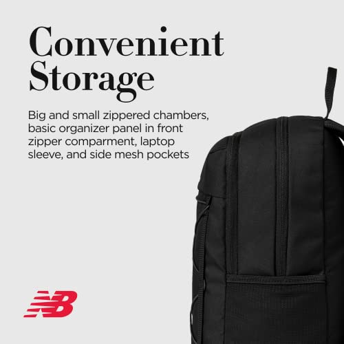 Concept One New Balance Laptop Backpack, Bungee Travel Bag for Men and Women, Black, 17 Inch