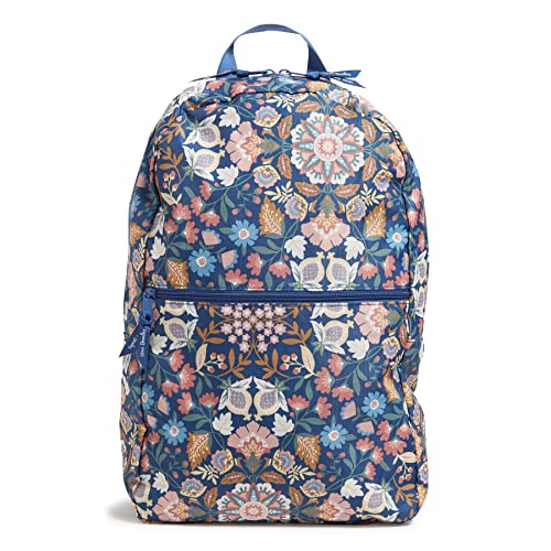 Vera Bradley Women's Ripstop Packable Backpack, Enchanted Mandala Blue, One Size