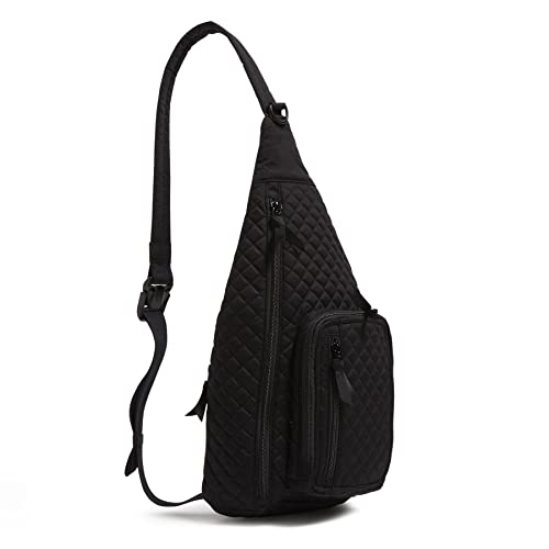 Vera Bradley Women's Cotton Sling Backpack, Black - Recycled Cotton, One Size