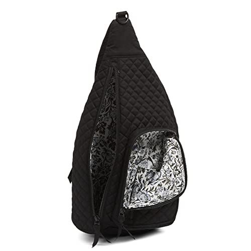 Vera Bradley Women's Cotton Sling Backpack, Black - Recycled Cotton, One Size