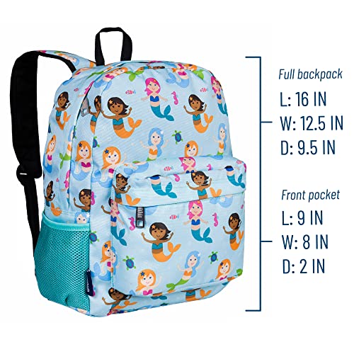 Wildkin 16 Inch Backpack Bundle with 14 Ounce Steel Reusable Water Bottle (Mermaids)