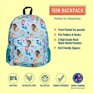 Wildkin 16 Inch Backpack Bundle with 14 Ounce Steel Reusable Water Bottle (Mermaids)