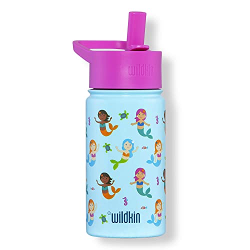 Wildkin 16 Inch Backpack Bundle with 14 Ounce Steel Reusable Water Bottle (Mermaids)