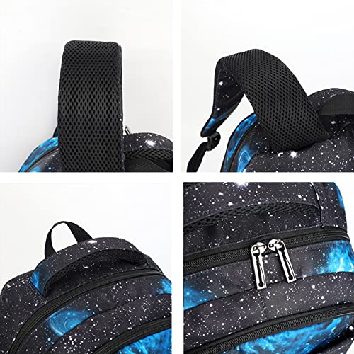 GLOOMALL Starry Sky Kids Trolley Rolling Backpack Primary School Bookbag with Wheels Travel Luggage (Black Blu Starry Sky)