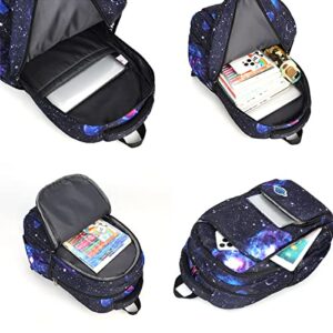 GLOOMALL Starry Sky Kids Trolley Rolling Backpack Primary School Bookbag with Wheels Travel Luggage (Black Blu Starry Sky)