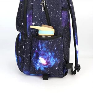 GLOOMALL Starry Sky Kids Trolley Rolling Backpack Primary School Bookbag with Wheels Travel Luggage (Black Blu Starry Sky)