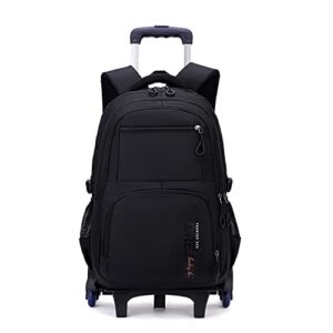 ekuizai solid color large capacity trolley bags secondary school boys backpack elementary school outdoor rolling daypack with wheels