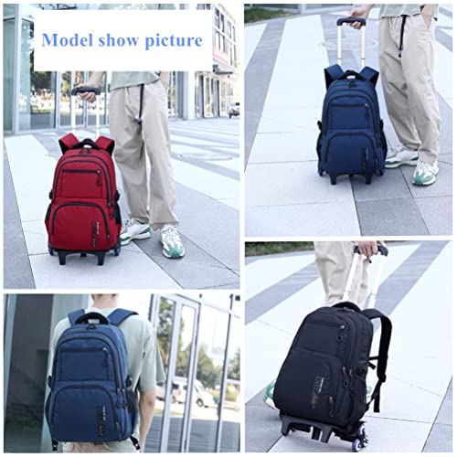 EKUIZAI Solid Color Large Capacity Trolley Bags Secondary School Boys Backpack Elementary School Outdoor Rolling Daypack with Wheels