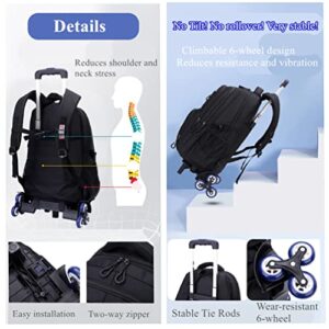 EKUIZAI Solid Color Large Capacity Trolley Bags Secondary School Boys Backpack Elementary School Outdoor Rolling Daypack with Wheels