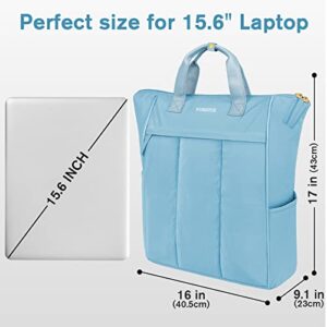 YOREPEK Puffy Tote Bag Backpack for Women, 15.6 Inch Convertible Backpack Tote Waterproof, Lightweight Computer Laptop Backpack Casual Daypack for Ladies Teacher College, Blue