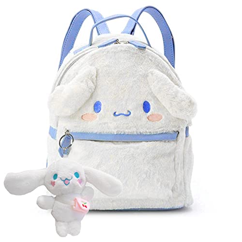 ROFOLO Cute Cartoon Bag with Plush Pendant Backpack for Women, Anime Accessories Kawaii mini Backpack