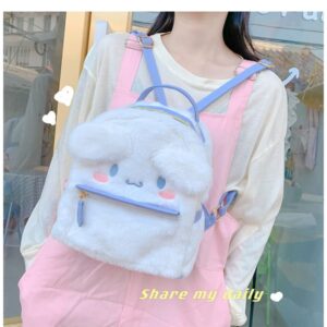 ROFOLO Cute Cartoon Bag with Plush Pendant Backpack for Women, Anime Accessories Kawaii mini Backpack