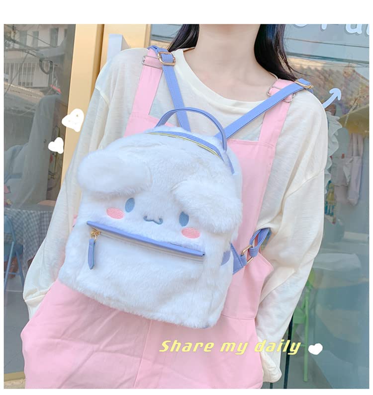 ROFOLO Cute Cartoon Bag with Plush Pendant Backpack for Women, Anime Accessories Kawaii mini Backpack
