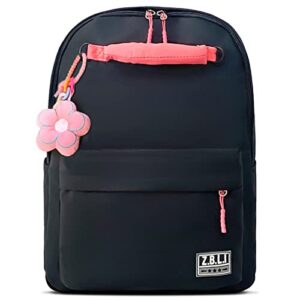 backapck for girls, kids school bag, elementary primary middle bookbag for girls, classic simple backpack, cute aesthetic backpacks for teen girls, lightweight casual daypack with cute pendant(black)