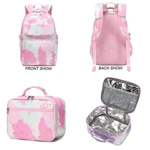 Rexmore Kids Backpack for Girls,3 Pcs Set Elementary Bookbag Waterproof Cute School Bag with Multi Pockets and Compartment,Pink