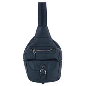 ctm® women's leather sling strap backpack, black