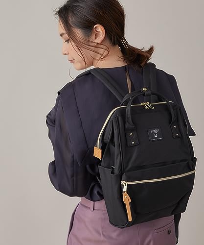 anello(アネロ) Anero ATB0197Z Backpack with Clasp, S, A4 Base, Water Repellent, Multiple Storage, PC Storage, Black