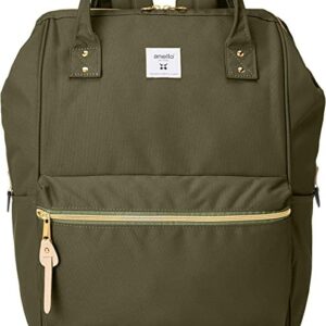 anello(アネロ) Anero ATB2521Z Backpack with Clasp, Large, A4 Base, Water Repellent, Multiple Storage, PC Storage, Olive