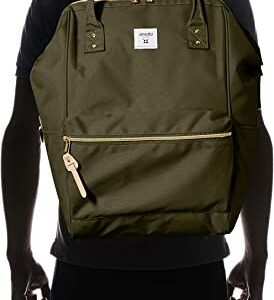 anello(アネロ) Anero ATB2521Z Backpack with Clasp, Large, A4 Base, Water Repellent, Multiple Storage, PC Storage, Olive