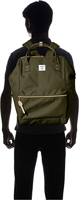 anello(アネロ) Anero ATB2521Z Backpack with Clasp, Large, A4 Base, Water Repellent, Multiple Storage, PC Storage, Olive