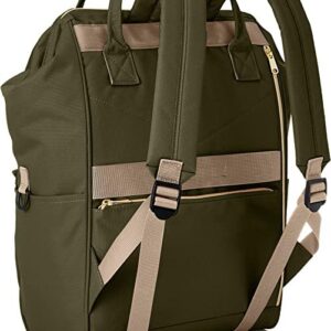 anello(アネロ) Anero ATB2521Z Backpack with Clasp, Large, A4 Base, Water Repellent, Multiple Storage, PC Storage, Olive