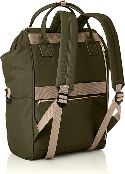 anello(アネロ) Anero ATB2521Z Backpack with Clasp, Large, A4 Base, Water Repellent, Multiple Storage, PC Storage, Olive