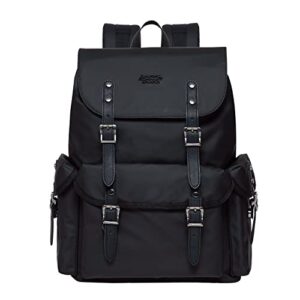 kaukko vintage casual polyster and leather rucksack backpack(03-leather black)