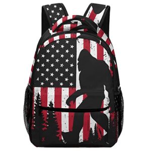 bigfoot and american flag laptop backpack fashion shoulder bag travel daypack bookbags for men women