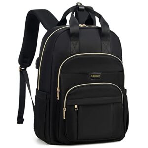 wiseild laptop backpack for travel daypack teacher work backpack with usb port, fits 15.6 inch laptop(black)