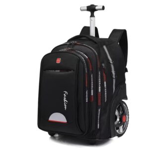rolling backpack,large rolling laptop bag with wheels for women adults,22inch waterproof large travel laptop backpacks,carry on luggage,roller wheeled backpack trolley pack office city (22inch, black)