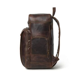 Timester laptop travel backpack for men full frain leather large backpack for highschool. Brown