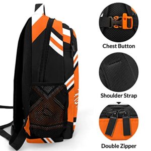 Anneunique Cheerleading Orange Backpack Custom Name Large Capacity Shoulder Bags for Sports Party