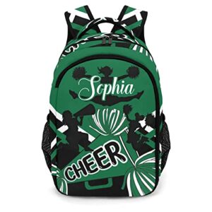 anneunique personalized name cheerleaders backpack name casual bag daypack cheer pom green black