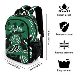 Anneunique Personalized Name Cheerleaders Backpack Name Casual Bag Daypack Cheer Pom Green Black