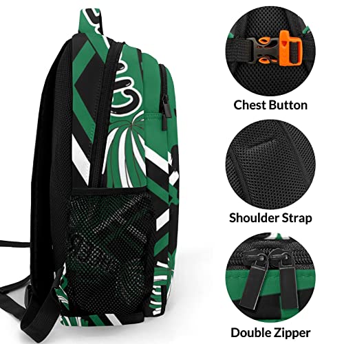 Anneunique Personalized Name Cheerleaders Backpack Name Casual Bag Daypack Cheer Pom Green Black