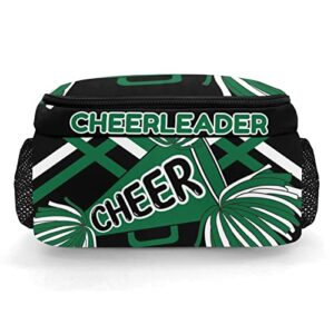 Anneunique Personalized Name Cheerleaders Backpack Name Casual Bag Daypack Cheer Pom Green Black