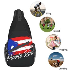 Puerto Rico Flag Sling Crossbody Backpack Bag Chest Bag For Men Women Travel Hiking Daypack