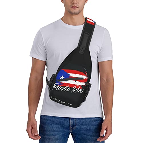 Puerto Rico Flag Sling Crossbody Backpack Bag Chest Bag For Men Women Travel Hiking Daypack