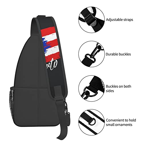 Puerto Rico Flag Sling Crossbody Backpack Bag Chest Bag For Men Women Travel Hiking Daypack