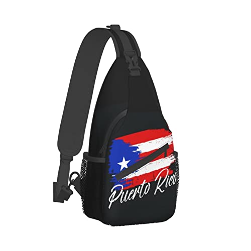 Puerto Rico Flag Sling Crossbody Backpack Bag Chest Bag For Men Women Travel Hiking Daypack