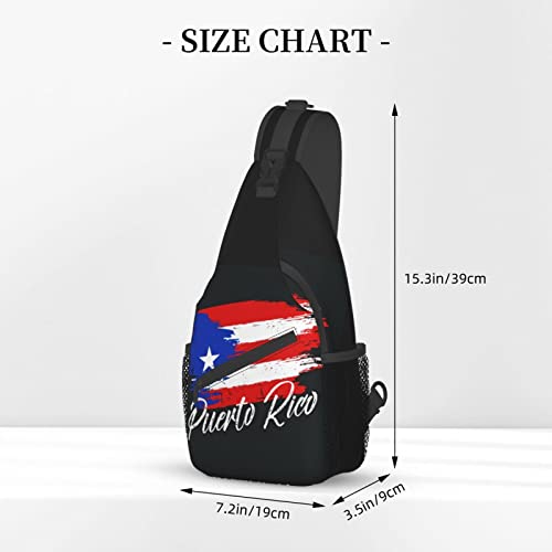 Puerto Rico Flag Sling Crossbody Backpack Bag Chest Bag For Men Women Travel Hiking Daypack