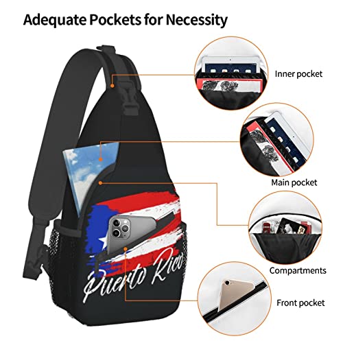 Puerto Rico Flag Sling Crossbody Backpack Bag Chest Bag For Men Women Travel Hiking Daypack