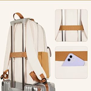 MATEIN Computer Backpack for Women, Large Anti Theft TSA 17 Inch Laptop Backpack with USB Charging Port, Durable Water Resistant Cute College Backpack Casual Daypack Purse for Work Travel, Beige