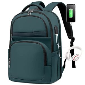 lovevook travel backpack for women, work business laptop backpack with usb port, anti-theft waterproof casual daypack with lock, large capacity college backpacks, 15.6inch green