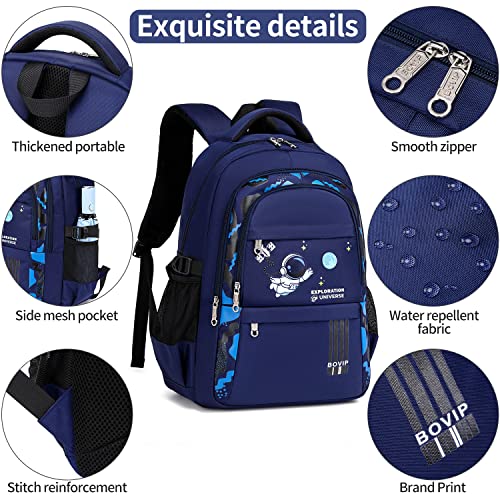 BOVIP Kids Backpack Astronaut Lightweight Preschool Kindergarten Backpack Bookbag for Toddlers Boys Girls Blue