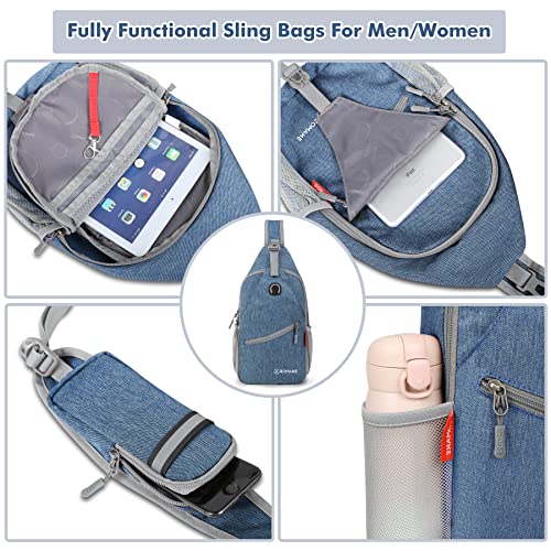 ZOMAKE Sling Bag for Women Men:Small Crossbody Sling Backpack - Water Resistant Shoulder Bag Mini Chest Bag Daypack for Travel(Navy Blue)