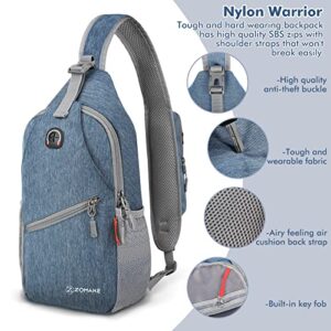 ZOMAKE Sling Bag for Women Men:Small Crossbody Sling Backpack - Water Resistant Shoulder Bag Mini Chest Bag Daypack for Travel(Navy Blue)