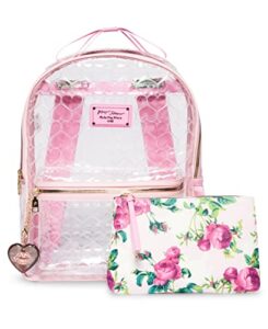 betsey johnson clear backpack with pouch, blush