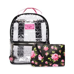 betsey johnson clear backpack with pouch, black
