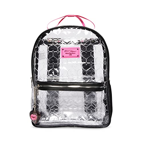 Betsey Johnson Clear Backpack with Pouch, Black